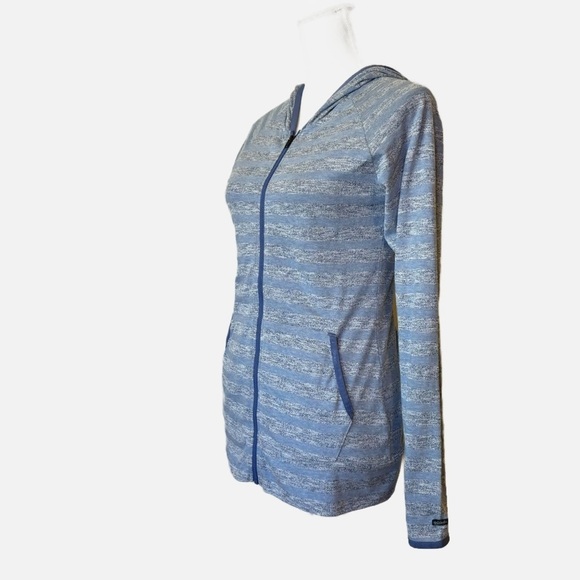 Columbia Women’s Wannacut Ridge Hoodie Light Blue Striped Jacket Size Small - Picture 2 of 9